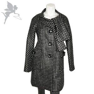 MARC JACOBS Metallic Tweed Coat With Built In Scarf